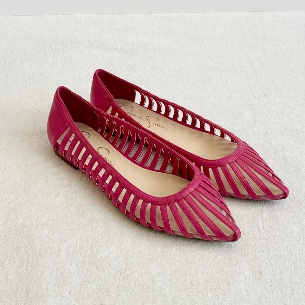 Jessica Simpson Pink Caged Pointed Toe Flats